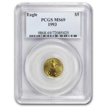 1993 1/10 Oz American Gold Eagle Ms-69 Pcgs