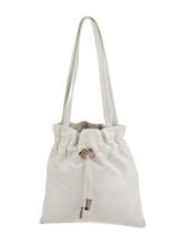 Salvatore Ferragamo White Leather Drawstring Tote