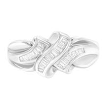 14k Gold Baguette .33ct Diamond Bypass Ring