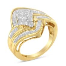 10k Gold-pl. 1.00ct Diamond Bypass Ring