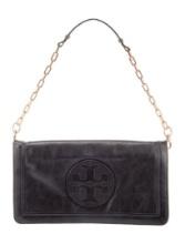 Tory Burch Black Leather Chain-link Snap Shldr Bag
