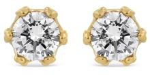 14k Gold Round 2.00ct Diamond Crown Stud Earrings