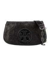 Tory Burch Blk Leather Chain-link Flap Shldr Bag