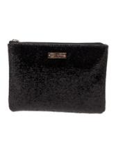 Kate Spade Black Glitter Zip Closure Portfolio