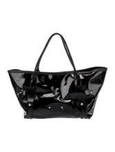 Salvatore Ferragamo Black Patent Leather Snap Tote