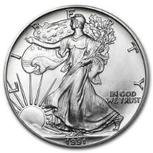 1991 1 Oz American Silver Eagle Bu
