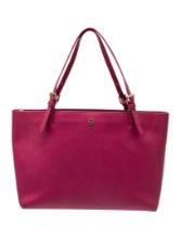 Tory Burch Burgundy Lthr Gold-tone Open Top Tote