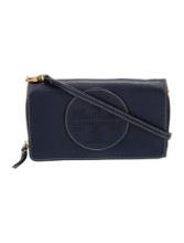 Tory Burch Blue Leather Lasercut Crossbody Bag