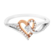 10k Gold-pl .20ct Diamond Open Heart Ring