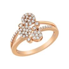 14k Gold-pl. 50ct Diamond Composite Bypass Ring