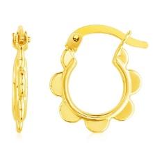 14k Gold Scalloped Hoop Earrings