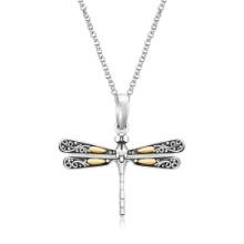 18k Gold & Sterling Silver Dragonfly Necklace