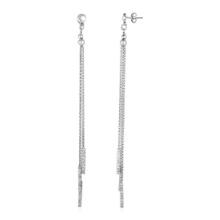 Sterling Silver Chain Tassel & Bar Drop Earrings