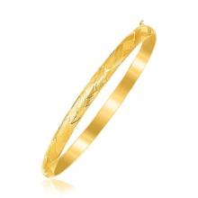 14k Gold Woven Diamond Cut Bangle