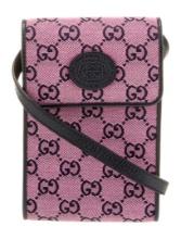 Gucci Pink Canvas Silver-tone Hdw Snap Minaudiere