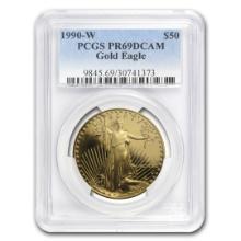 1990-w 1oz Proof American Gold Eagle Pr69 Dcam