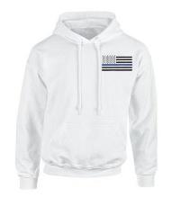 Thin Blue Line Small White American Flag Hoodie