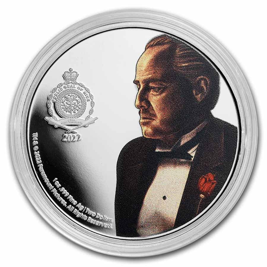 2022 Niue 1 Oz Ag Godfather 50th Colorized Proof