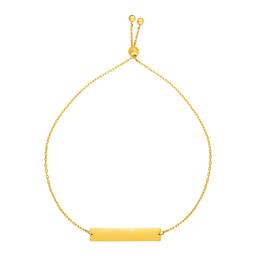14k Gold Shiny Bar Adjustable Friendship Bracelet