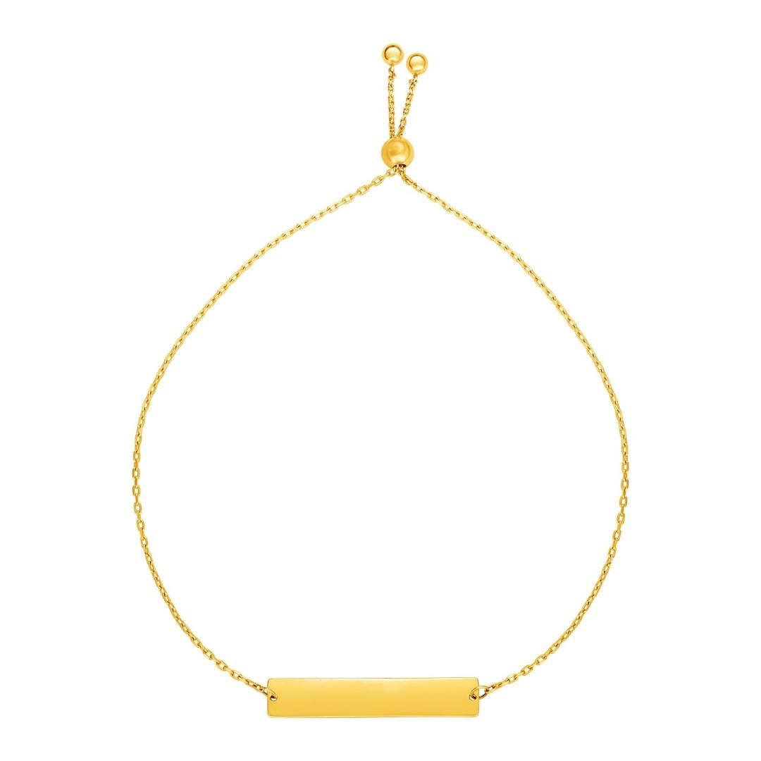14k Gold Shiny Bar Adjustable Friendship Bracelet