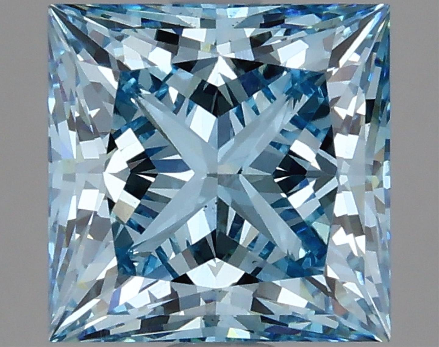 Fancy Blue Princess Cut 3.10ct Vs1 Lab Diamond