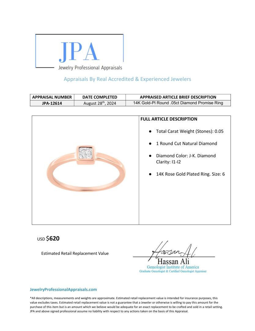 14k Gold-pl Round .05ct Diamond Promise Ring
