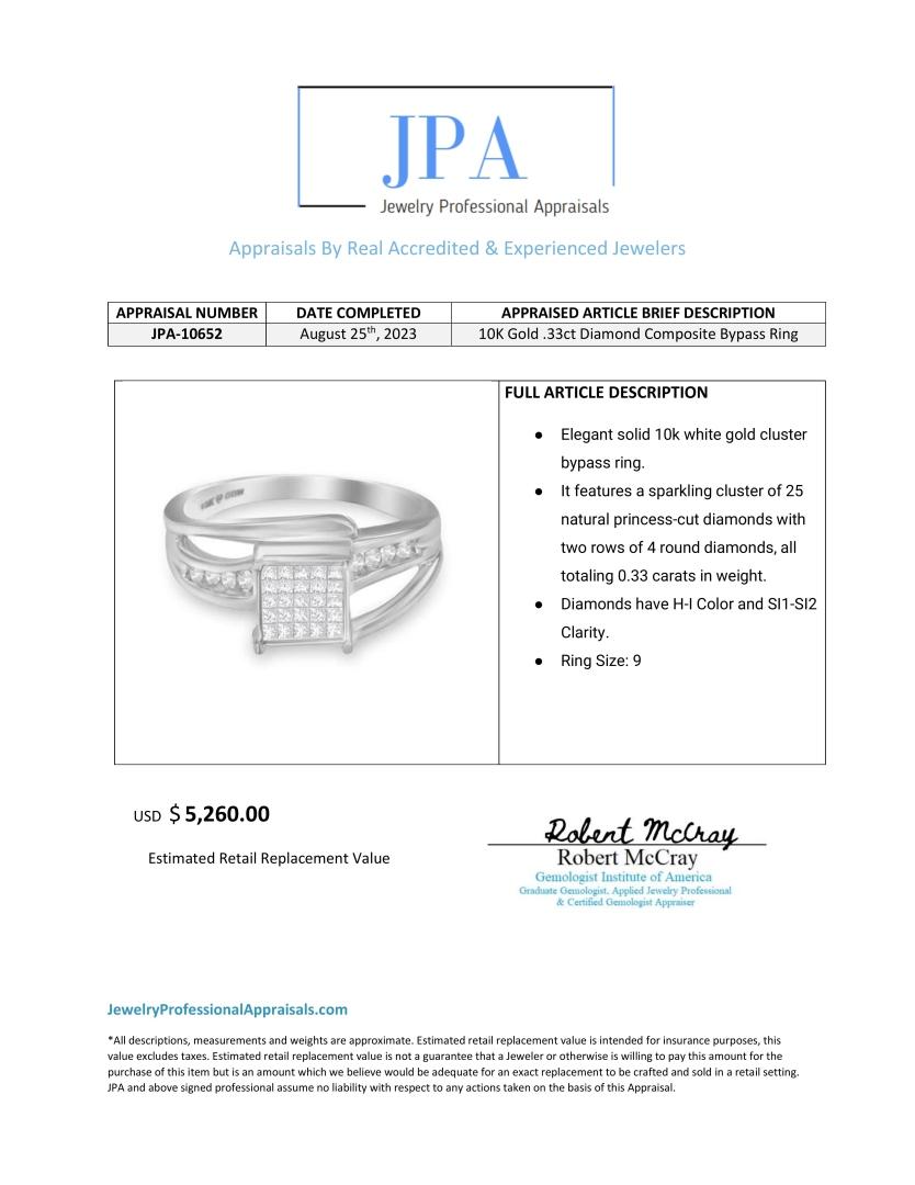 10k Gold .33ct Diamond Composite Bypass Ring
