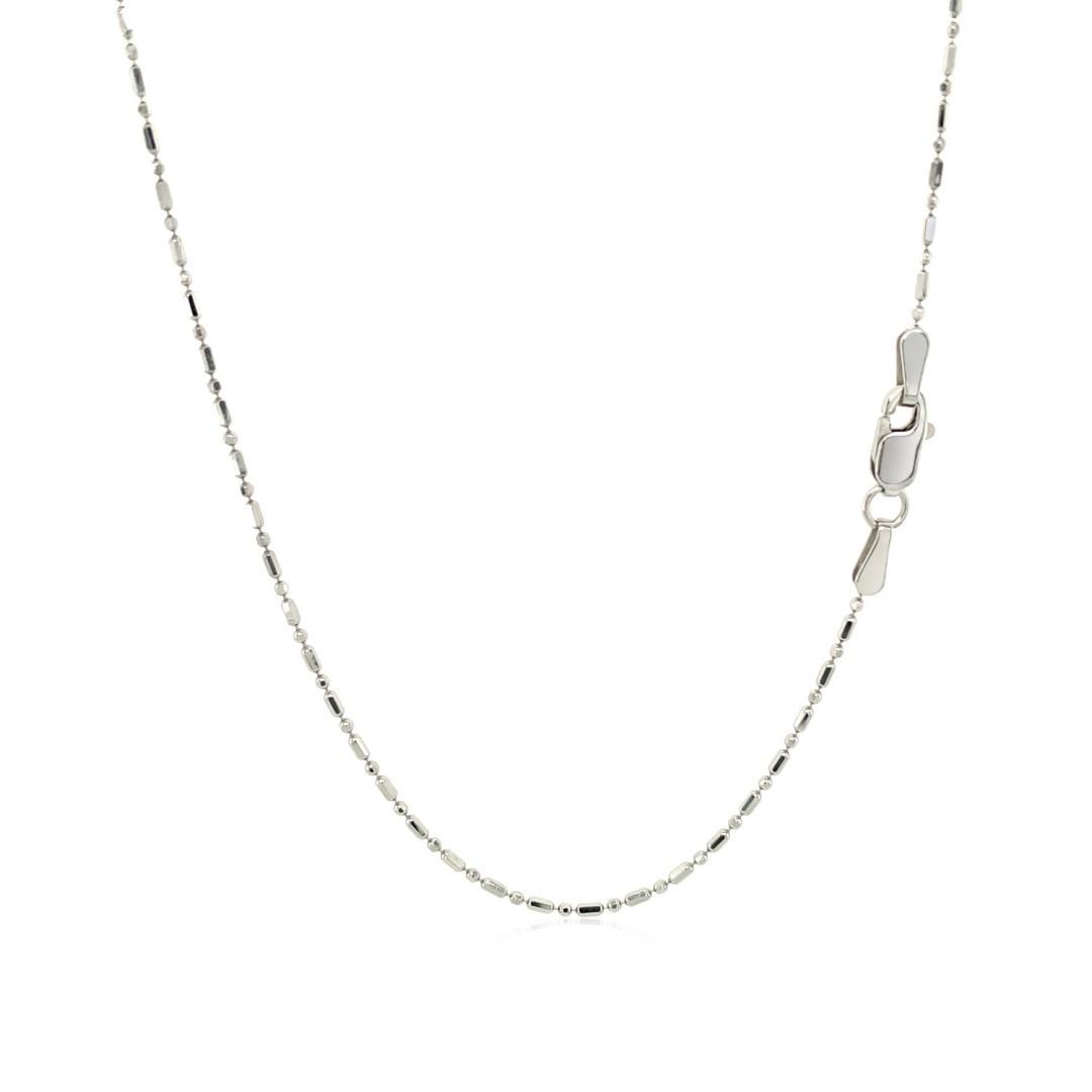 14k White Gold Diamond-cut Bead Chain 1.0mm