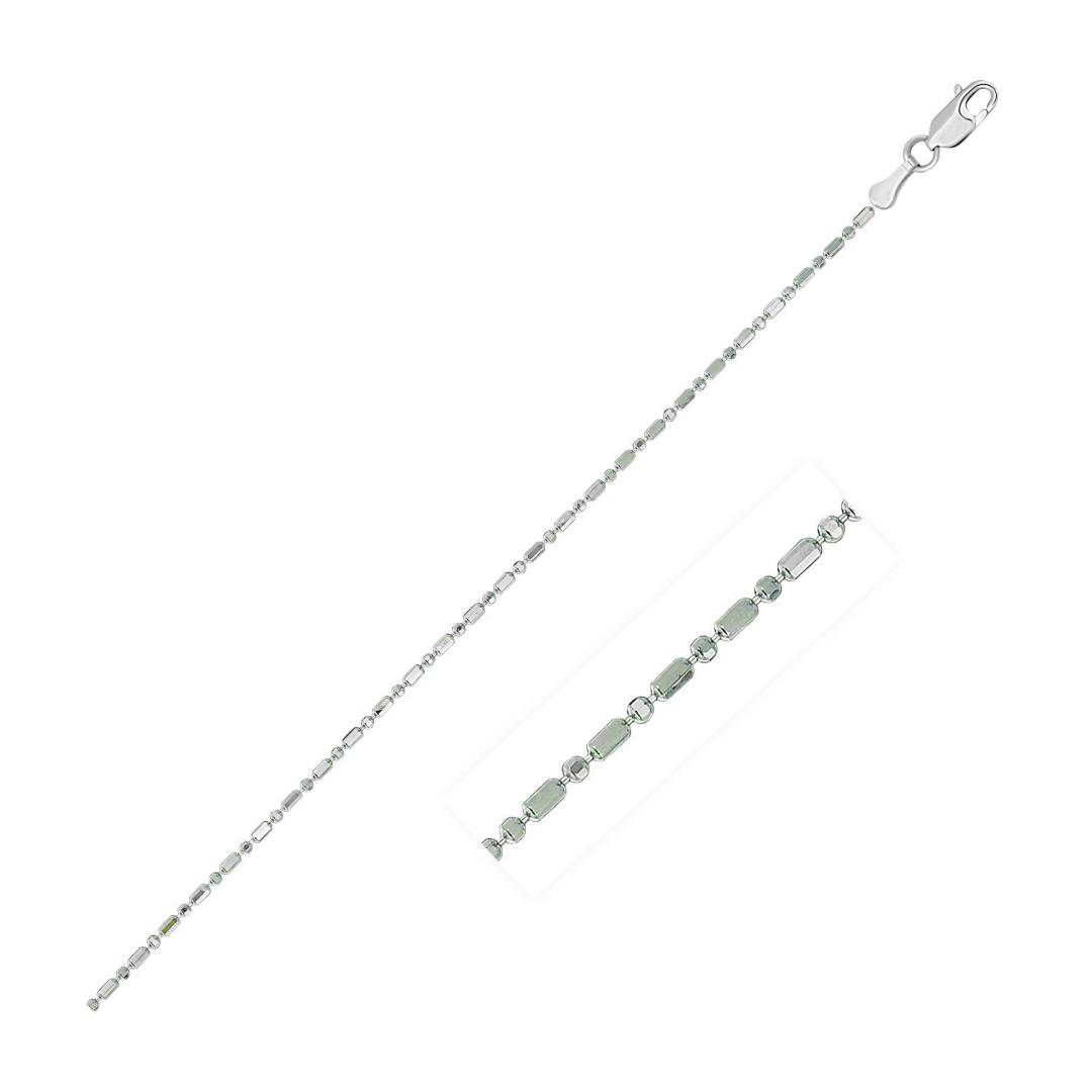 14k White Gold Diamond-cut Bead Chain 1.0mm