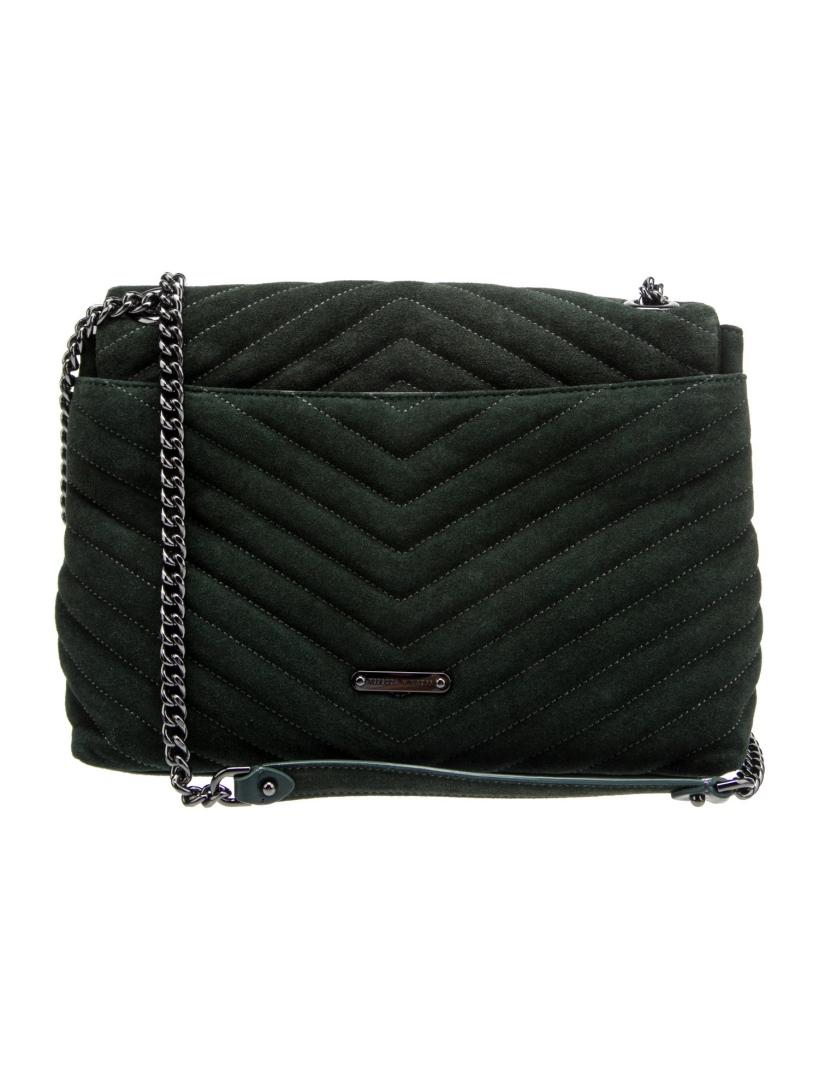 Rebecca Minkoff Chevron Green Suede Shoulder Bag