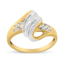 10k Two-tone Gold 1.00ct Diamond Bypass Ring