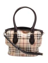 Burberry Brown Plaid Print Gold-tone Hdw Shldr Bag