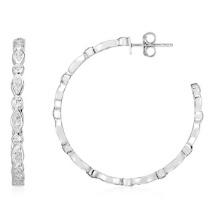 Round & Marquise White Topaz Silver Hoop Earrings