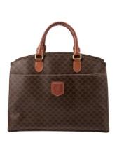 Celine Brown Macadam Gold-tone Hdw Top Handle Bag