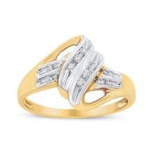 10k Two-tone Gold .07ct Diamond Bypass Ring