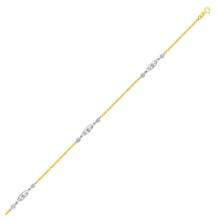 14k Two-tone Gold Oval Stations Rope Chain Anklet
