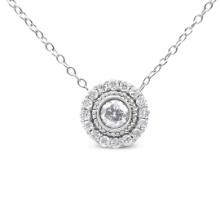 Elegant Round .50ct Diamond Halo Floral Necklace