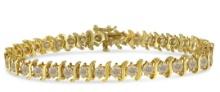 10k Goldpl Round 7.03ct Diamond "s" Link Bracelet