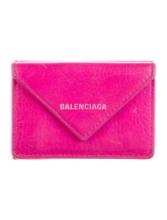 Balenciaga Pink Leather Snap Cls Compact Wallet