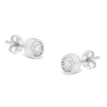 Dainty .20ct Diamond Barrel Style Earrings