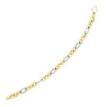 14k 2tone Gold Long & Short Oval Link Bracelet