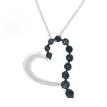 Round .10ct Blue Diamond Open Heart Necklace