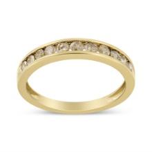 14k Gold-pl .55ct Champaign Diamond 11-stone Ring