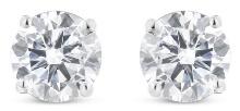 14k White Gold Round 3.00ct Diamond Stud Earrings