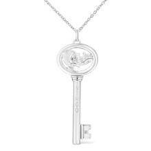 Elegant .01ct Diamond Virgo Zodiac Key Necklace