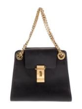 Chloe Black Leather Turn-lock Cls Top Hdl Bag