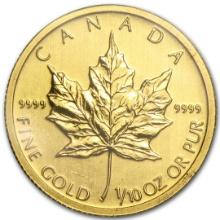2011 Canada 1/10 Oz Gold Maple Leaf Bu