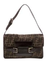 Fendi Brown Canvas Jac Fold-in Flap Cls Shldr Bag