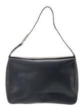 Prada Nero Spazzolato Leather Snap Cls Shldr Bag