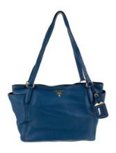 Prada Blue Vitello Daino Leather Jacquard Msgr Bag
